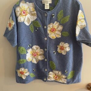 Susan Bristol Vintage blue short sleeve sweater
